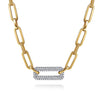 14K White & Yellow Gold Bujukan and Diamond Link Chain Necklace - NK7965M45JJ-Gabriel & Co.-Renee Taylor Gallery
