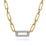14K White & Yellow Gold Bujukan and Diamond Link Chain Necklace - NK7965M45JJ-Gabriel & Co.-Renee Taylor Gallery