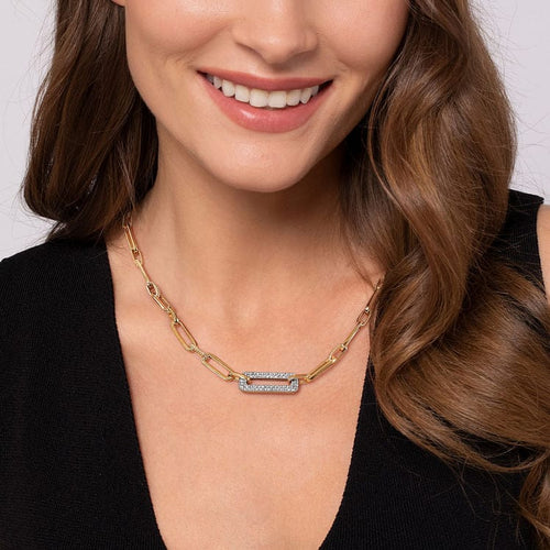 14K White & Yellow Gold Bujukan and Diamond Link Chain Necklace - NK7965M45JJ-Gabriel & Co.-Renee Taylor Gallery