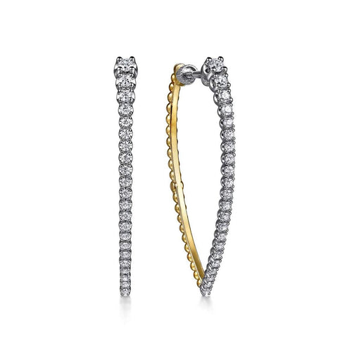 14K White Yellow Gold Bujukan and Graduating Diamond Classic Hoop Earrings – EG15314M45JJ-Gabriel & Co.-Renee Taylor Gallery