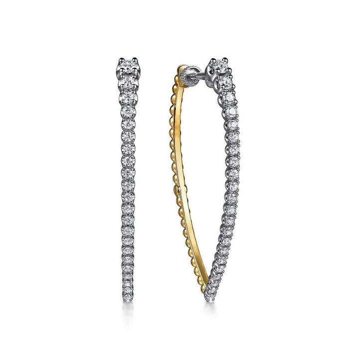 14K White Yellow Gold Bujukan and Graduating Diamond Classic Hoop Earrings – EG15314M45JJ-Gabriel & Co.-Renee Taylor Gallery