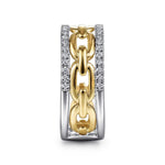 14K White-Yellow Gold Chain Link Diamond Border Ring – LR51522M45JJ-Gabriel & Co.-Renee Taylor Gallery