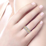14K White-Yellow Gold Chain Link Diamond Border Ring – LR51522M45JJ-Gabriel & Co.-Renee Taylor Gallery