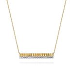 14K White & Yellow Gold Diamond Bar Necklace with Diamond Cut Texture - NK7822M45JJ-Gabriel & Co.-Renee Taylor Gallery