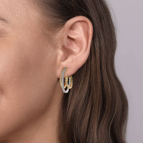 14K White & Yellow Gold Diamond Bujukan Intricate Hoop Earrings - EG14939M45JJ-Gabriel & Co.-Renee Taylor Gallery