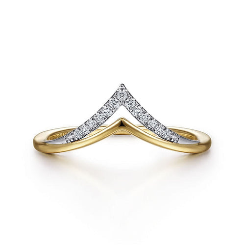 14K Yellow & White Gold Diamond Chevron Ring - LR51826M45JJ-Gabriel & Co.-Renee Taylor Gallery