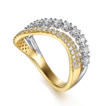 14K White&Yellow Gold Diamond RD Curved Easy Stackable Ring Lusso Collection - LR53128M45JJ-Gabriel & Co.-Renee Taylor Gallery