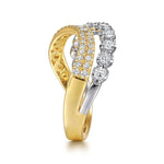 14K White&Yellow Gold Diamond RD Curved Easy Stackable Ring Lusso Collection - LR53128M45JJ-Gabriel & Co.-Renee Taylor Gallery