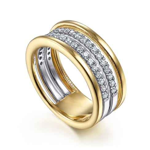 14K White & Yellow Gold Diamond Ring - LR52033M45JJ-Gabriel & Co.-Renee Taylor Gallery