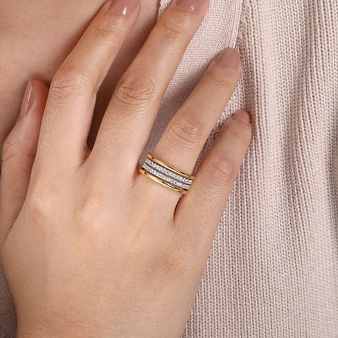14K White & Yellow Gold Diamond Ring - LR52033M45JJ-Gabriel & Co.-Renee Taylor Gallery