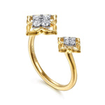 14K White & Yellow Gold Diamond RD Flower Open Ring Contemporary Collection - LR53094M45JJ-Gabriel & Co.-Renee Taylor Gallery
