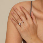 14K White & Yellow Gold Diamond RD Flower Open Ring Contemporary Collection - LR53094M45JJ-Gabriel & Co.-Renee Taylor Gallery