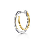 14K White&Yellow Gold Diamond RD Intricate Hoop Earrings Lusso Collection - EG15710M45JJ-Gabriel & Co.-Renee Taylor Gallery