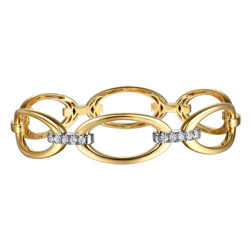 14K White & Yellow Gold Diamond Link Bangle Contemporary Collection – BG5071-62M45JJ-Gabriel & Co.-Renee Taylor Gallery