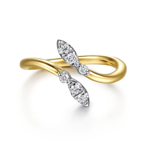 14K White & Yellow Gold Diamond RD Marquise Bypass Ring Kaslique Collection - LR53118M45JJ-Gabriel & Co.-Renee Taylor Gallery