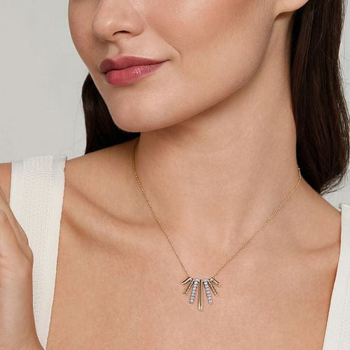 14K White & Yellow Gold Diamond Pendant Necklace - NK7844M45JJ-Gabriel & Co.-Renee Taylor Gallery