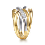 14K White & Yellow Gold Diamond Spike Cross Cross Ring – LR52967M45JJ-Gabriel & Co.-Renee Taylor Gallery