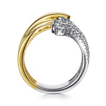 14K White Yellow Gold Diamond Wide Bypass Fan Ring - LR52721M45JJ-Gabriel & Co.-Renee Taylor Gallery