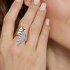 14K White Yellow Gold Diamond Wide Bypass Fan Ring - LR52721M45JJ-Gabriel & Co.-Renee Taylor Gallery