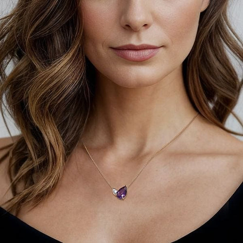 14K White & Yellow Gold Diamond and Amethyst Pendant Necklace - NK7695M45AM-Gabriel & Co.-Renee Taylor Gallery
