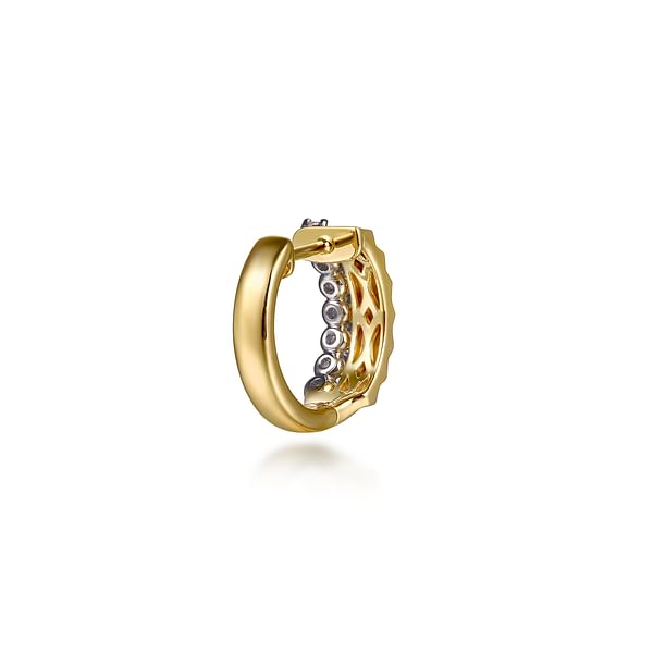 14K White & Yellow Gold Diamond and Diamond Cut Huggie Earrings - EG15339M45JJ-Gabriel & Co.-Renee Taylor Gallery