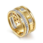 14K White & Yellow Gold Diamond and RD Half Cube Easy Stackable Ring Contemporary Collection - LR53099M45JJ-Gabriel & Co.-Renee Taylor Gallery