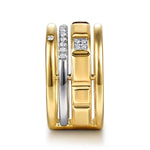 14K White & Yellow Gold Diamond and RD Half Cube Easy Stackable Ring Contemporary Collection - LR53099M45JJ-Gabriel & Co.-Renee Taylor Gallery
