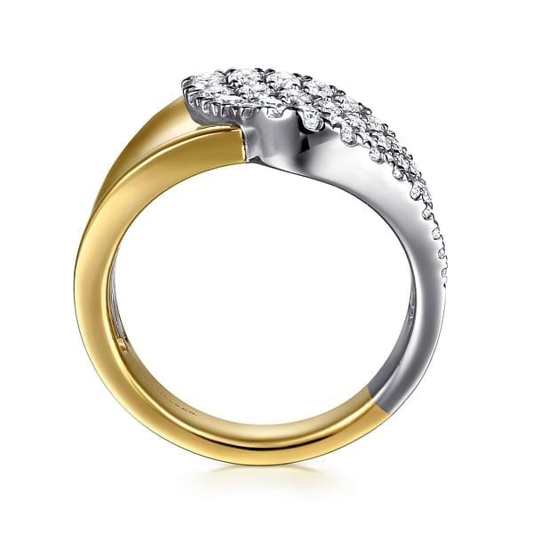 14K White & Yellow Gold Graduating Diamond Bypass Ring - LR52801M45JJ-Gabriel & Co.-Renee Taylor Gallery