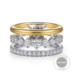 14K White & Yellow Gold Graduating Diamond Easy Stackable Ring - LR52808M45JJ-Gabriel & Co.-Renee Taylor Gallery