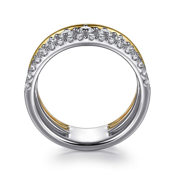 14K White & Yellow Gold Graduating Diamond Easy Stackable Ring - LR52808M45JJ-Gabriel & Co.-Renee Taylor Gallery