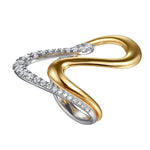 14K White Yellow Gold Graduating Diamond Twisted Ring - LR52789M45JJ-Gabriel & Co.-Renee Taylor Gallery