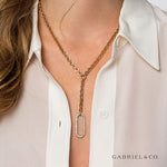14K Yellow Gold Hollow Tube Link Diamond Necklace - NK7366-18M45JJ-Gabriel & Co.-Renee Taylor Gallery
