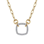 14K White & Yellow Gold Open Cushion Shape Diamond Hollow Paperclip Chain Necklace - NK7732M45JJ-Gabriel & Co.-Renee Taylor Gallery