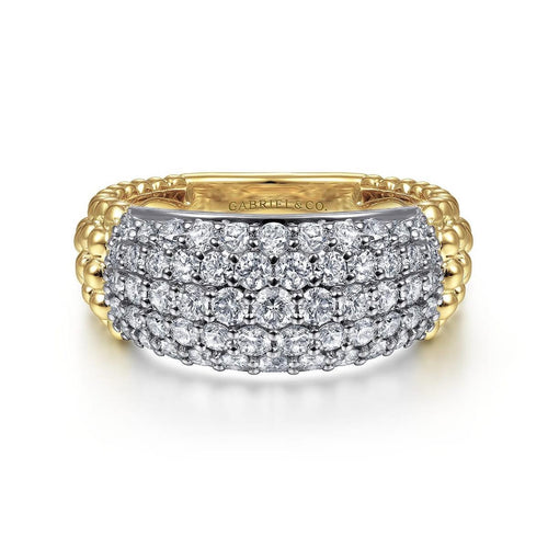 14K Gold Pavé Diamond Wide Band Ring – LR51780M45JJ-Gabriel & Co.-Renee Taylor Gallery