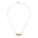 14K White & Yellow Gold Radiant Fan Diamond Cut and Cluster Diamond Bar Necklace - NK7824M45JJ-Gabriel & Co.-Renee Taylor Gallery