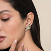 14K White & Yellow Gold Radiant Fan Diamond Cut and Cluster Diamond Stud Earrings - EG15345M45JJ-Gabriel & Co.-Renee Taylor Gallery