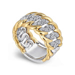 14K White-Yellow Gold Wide Diamond Pave Band – LR51397M84JJ-Gabriel & Co.-Renee Taylor Gallery