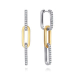 14K White and Yellow Gold Diamond and Hollow Link Chain Earrings - EG15121M45JJ-Gabriel & Co.-Renee Taylor Gallery