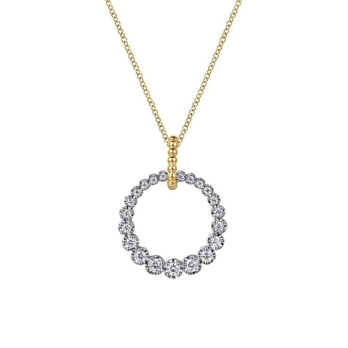 14K White and Yellow Gold Diamond Bujukan 20mm Drop Necklace - NK7518M45JJ-Gabriel & Co.-Renee Taylor Gallery