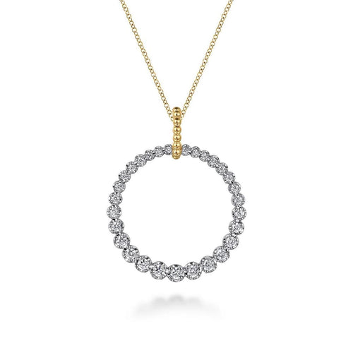 14K Gold Diamond Beaded Drop Necklace – NK7519M45JJ-Gabriel & Co.-Renee Taylor Gallery