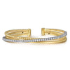 14K White and Yellow Gold Diamond Bujukan Criss Cross Bangle - BG4898-62M45JJ-Gabriel & Co.-Renee Taylor Gallery
