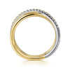 14K White and Yellow Gold Diamond Criss Cross Bujukan Ladies Ring - LR52551M45JJ-Gabriel & Co.-Renee Taylor Gallery