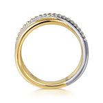 14K White and Yellow Gold Diamond Criss Cross Bujukan Ladies Ring - LR52551M45JJ-Gabriel & Co.-Renee Taylor Gallery