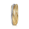 14K White and Yellow Gold Diamond Criss Cross Bujukan Ladies Ring - LR52551M45JJ-Gabriel & Co.-Renee Taylor Gallery