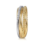14K White and Yellow Gold Diamond Criss Cross Bujukan Ladies Ring - LR52551M45JJ-Gabriel & Co.-Renee Taylor Gallery