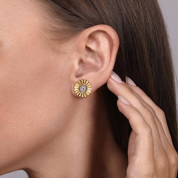14K White and Yellow Gold Diamond Cut Stud Earrings - EG15046M45JJ-Gabriel & Co.-Renee Taylor Gallery