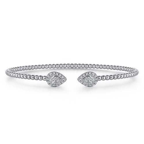 14K White and Yellow Gold Diamond Pear Shape Bujukan Bangle - BG4774-57M45JJ-Gabriel & Co.-Renee Taylor Gallery
