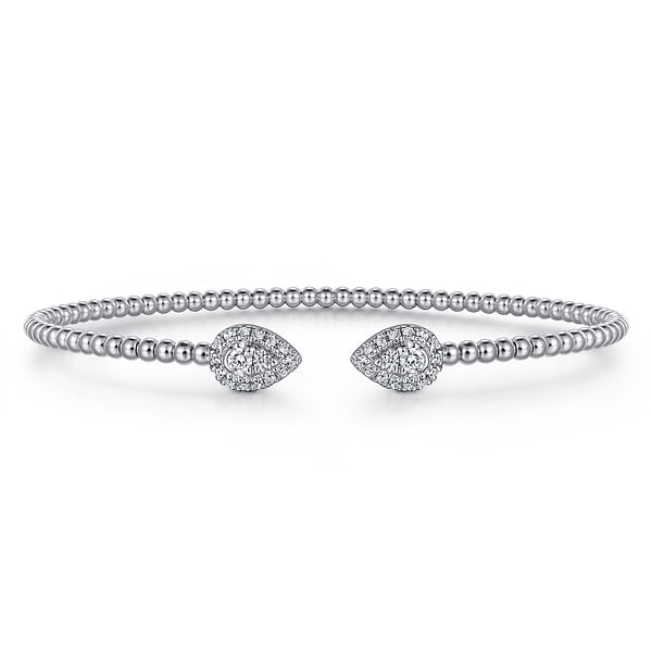 14K White and Yellow Gold Diamond Pear Shape Bujukan Bangle - BG4774-57M45JJ-Gabriel & Co.-Renee Taylor Gallery