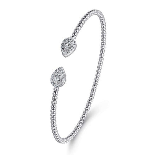 14K White and Yellow Gold Diamond Pear Shape Bujukan Bangle - BG4774-57M45JJ-Gabriel & Co.-Renee Taylor Gallery