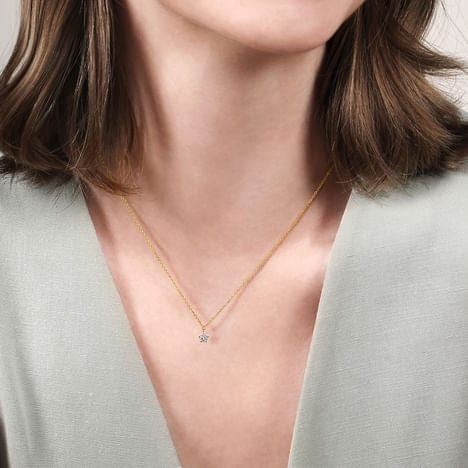 14K White and Yellow Gold Diamond Star Pendant Necklace - NK7500M45JJ-Gabriel & Co.-Renee Taylor Gallery